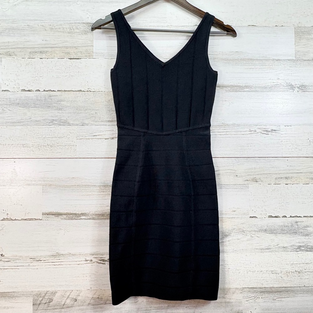 Dalia Collection Womens Black Bandage V-Neck Bodycon Mini Dress XS Party Stretch